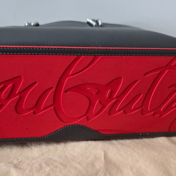 Christian Louboutin Cabata East West Tote Bag Charbon  & Red Leather + Pouch - Picture 16 of 17